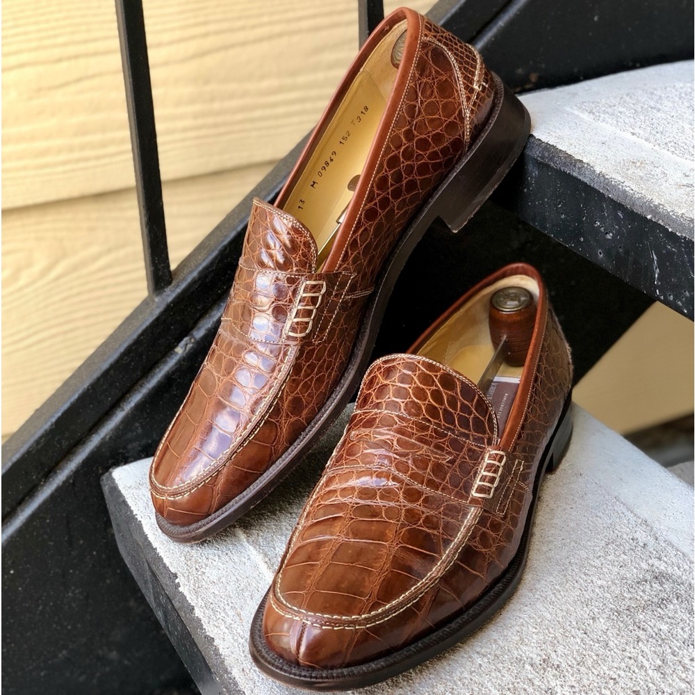 Johnston & Murphy Tan Genuine Alligator loafers